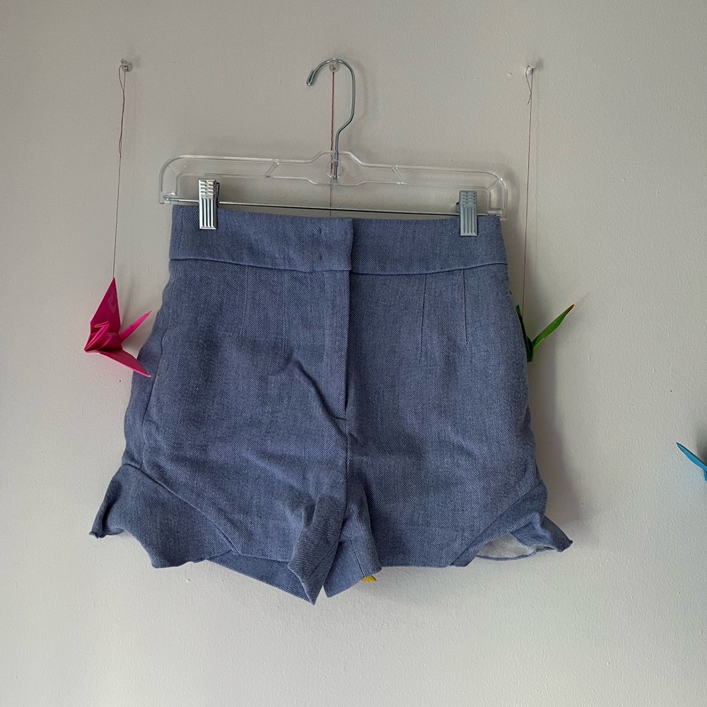 Zara blue ruffle shorts